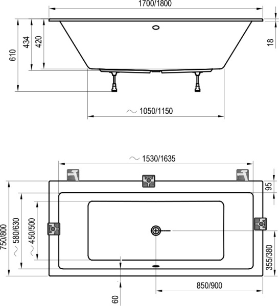 Акриловая ванна Ravak Formy 01 Slim (180x80) C881300000 Акриловая ванна Ravak Formy 01 Slim (180x80) C881300000