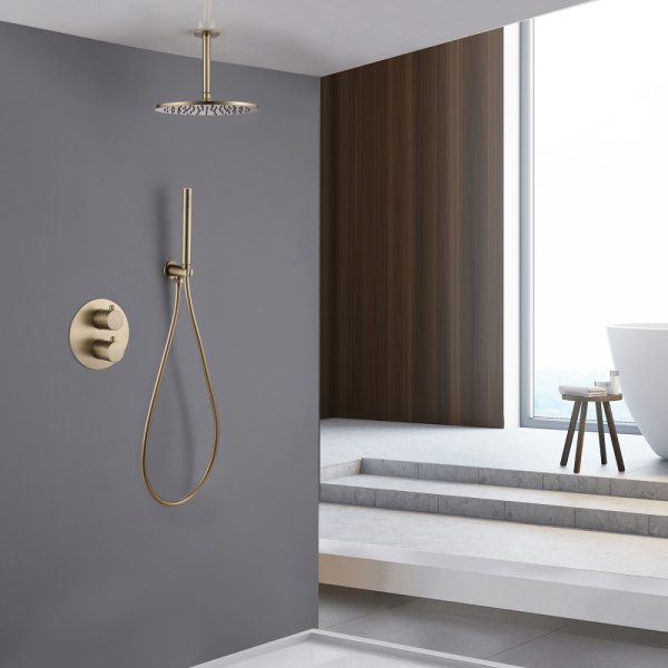 Душевой комплект ABBER Wasser Kreis AF8121G скрытого монтажа без излива, золото матовое
