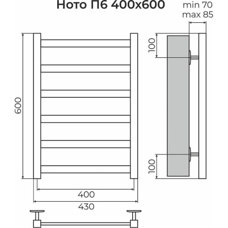 Полотенцесушитель водяной (40х60) П6 Terminus Ното 4670078560605