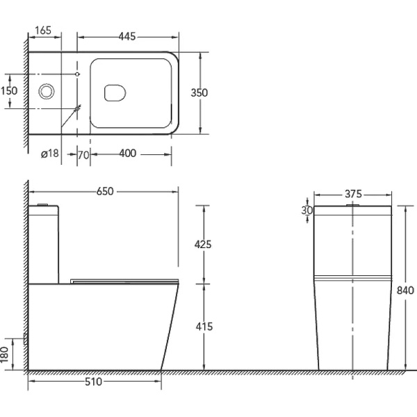 Унитаз напольный безободковый SantiLine SL-5017MB