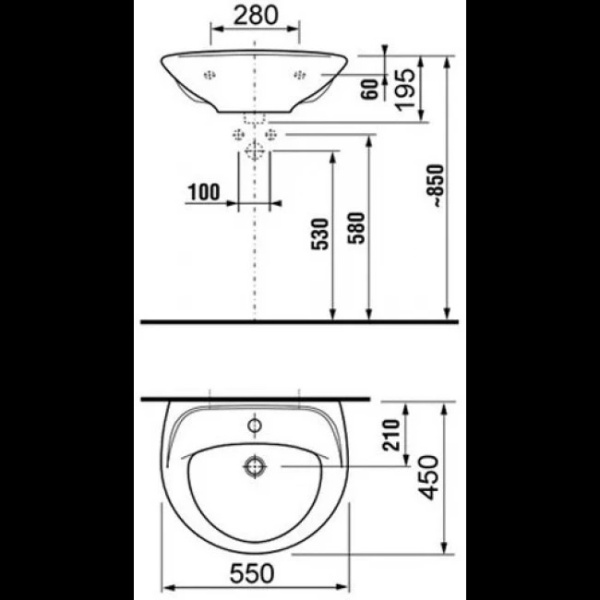Раковина подвесная Jika Lyra 55х45 1427.1.000.104.1