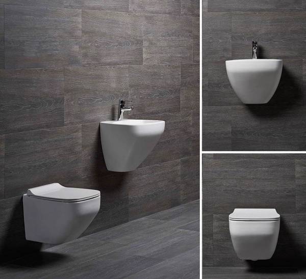 Подвесной безободковый унитаз с функцией биде с сиденьем микролифт beWash  86303601