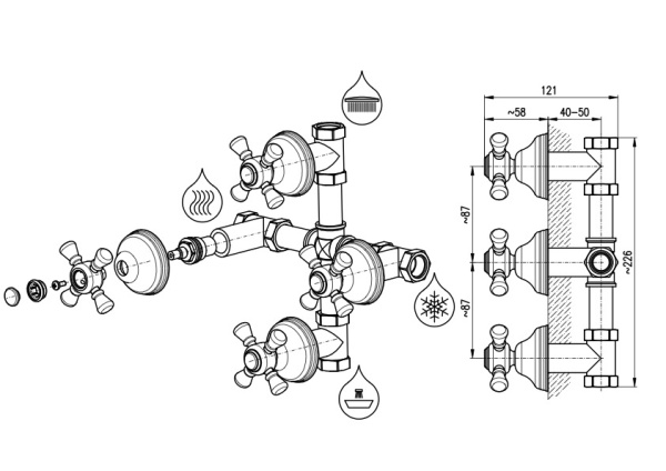 Смеситель встраиваемый для душа Rav Slezak Morava Retro MK586KZ
