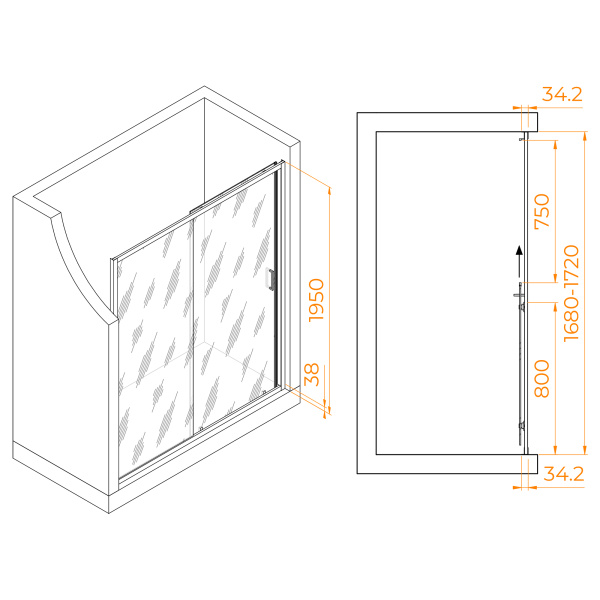 Душевая дверь 170 см RGW Passage PA-14 Gr 41081417-110 прозрачное