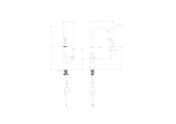 Смеситель для кухни с выдвижным изливом WONZON & WOGHAND, темный графит WW-AE54123-BGG Смеситель для кухни с выдвижным изливом WONZON & WOGHAND, темный графит WW-AE54123-BGG