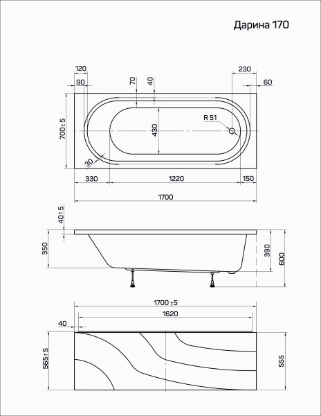 Poseidon Ванна "Darina" 1700х700 Darina 01дар1770 Poseidon Ванна "Darina" 1700х700 Darina 01дар1770