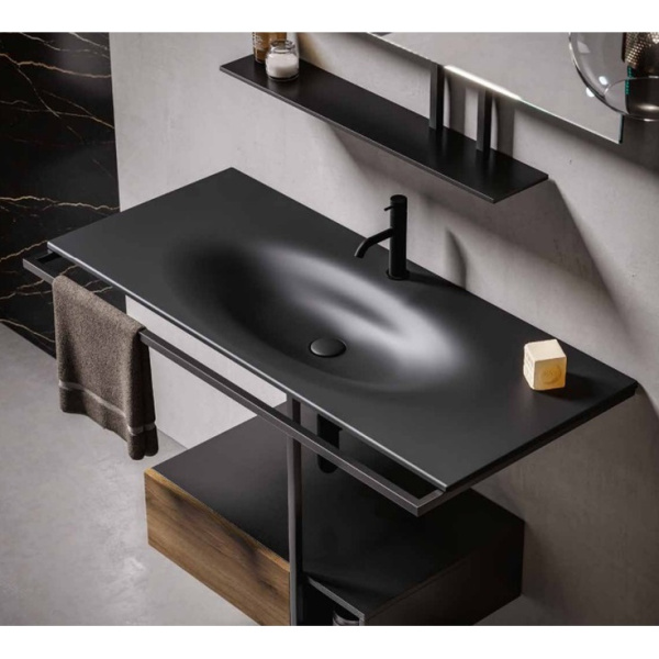 Раковина встраиваемая сверху (122х52) Kerasan Shape 547031*1 черный матовый