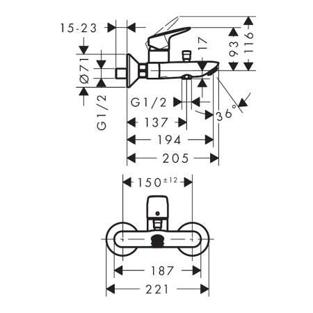 Смеситель для ванны Hansgrohe Logis 71400670 (черный матовый)