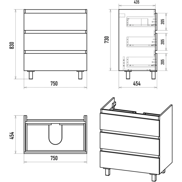 Тумба с раковиной 80 Brevita Victory УТ000024306
