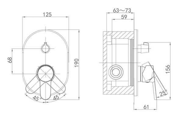 Смеситель для душа встраиваемый D&K Rhein Marx (DA1394801)