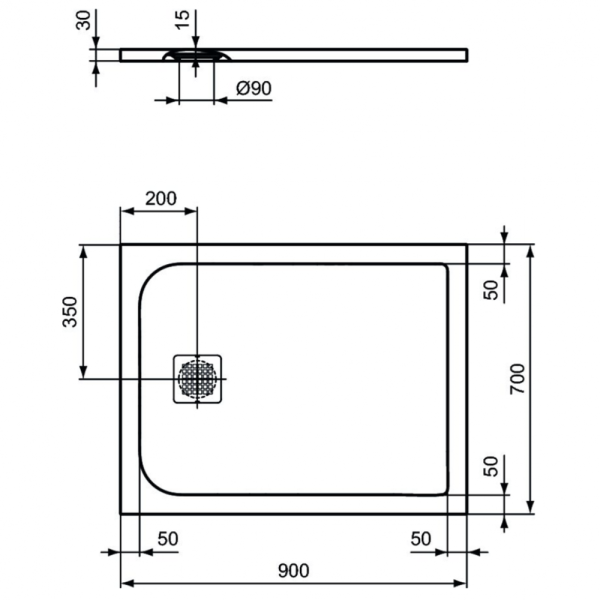 Душевой поддон Ideal Standard ULTRAFLAT S (90х70) K8190FR, белый