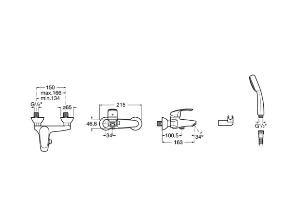 Смеситель для ванны Roca Monodin 5A0107C0M