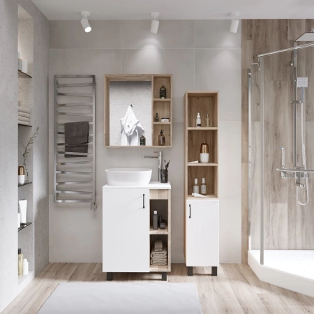 Тумба напольная Grossman ФЛАЙ-70 см 107001  дуб сонома/белая