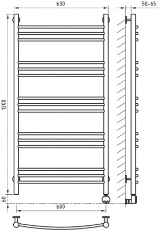 Электрический полотенцесушитель ArtofSpace ARTICO EAAO6001200GOLDRP