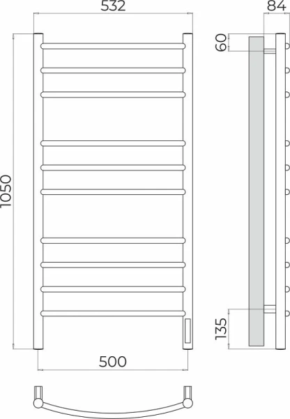 Полотенцесушитель электрический Terminus Классик подключение справа (50х105) П10 4670078544469