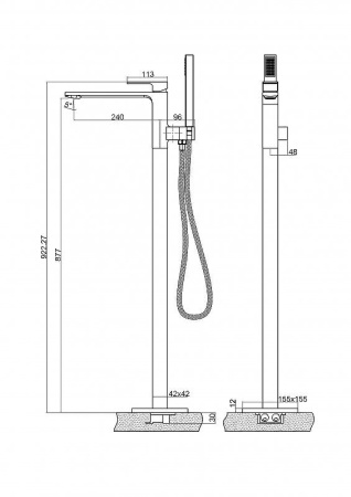 Смеситель для ванны BelBagno Luce LUC-FMT-CRM