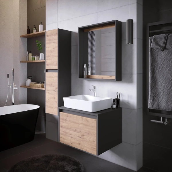 Зеркало (63х73) Grossman Смарт 206007 графит с полкой