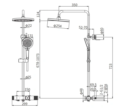 Душевая система с изливом Arrow AMG13S36GG серый