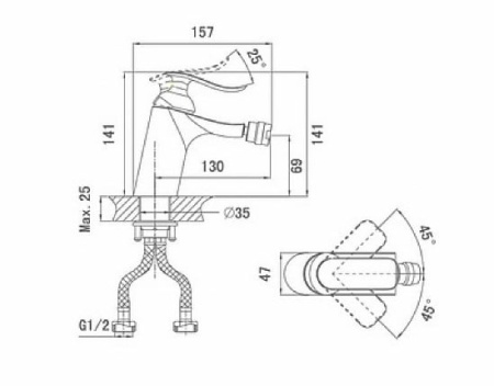 Смеситель для биде D&K Bayern.Liszt (DA1232201)