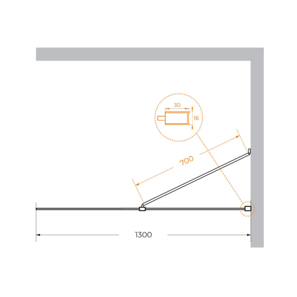 Душевая перегородка 130 см CEZARES LIBERTA LIBERTA-L-1-TB-130-C-NERO