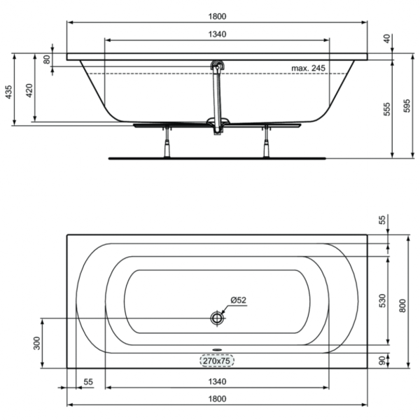 Ванна акриловая Ideal Standard Simplicity Duo (180x80) W004601 Ванна акриловая Ideal Standard Simplicity Duo (180x80) W004601