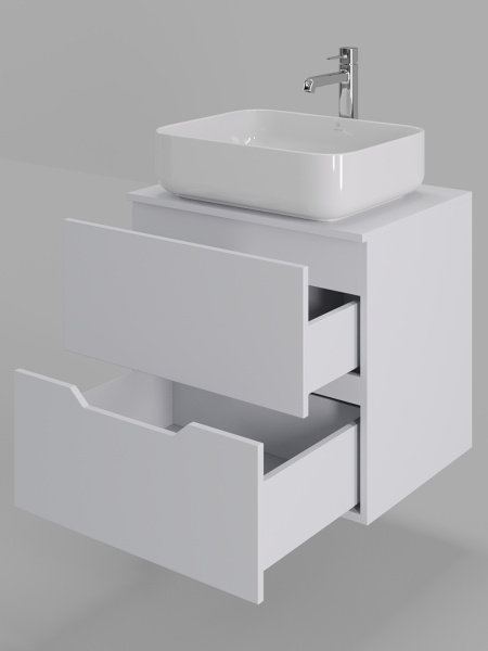 Тумба с раковиной подвесная 60 см Orange Line Li-60TuwMDF+B05-500W белый