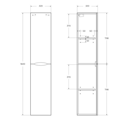 Пенал BelBagno Acqua  Acqua-1600-2A-SC-RVB-P