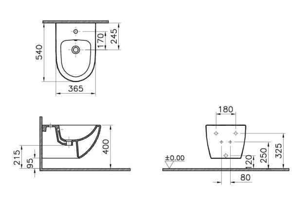Биде подвесное Vitra Sento 4338B003-1046