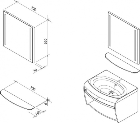 Полка стеклянная с держателями Ravak Evolution X000000399