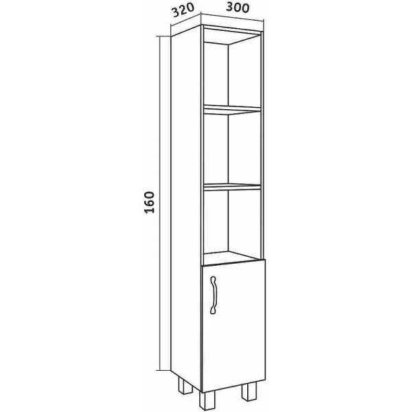 Пенал напольный Grossman ФЛАЙ 303001 дуб сонома/белый