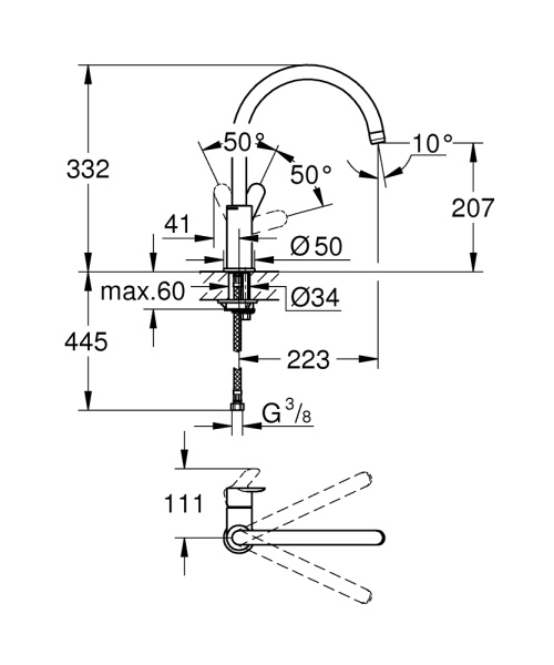 Смеситель для мойки Grohe Bauedge New 31367 000 (31367000) хром