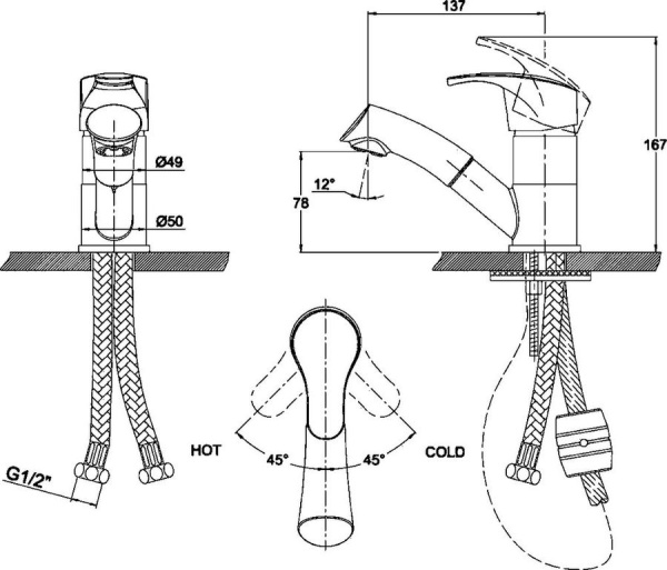 Смеситель для раковины KAISER City (19366)