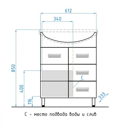 Тумба под раковину напольная Style Line Ирис 65 ЛС-00000016 белый