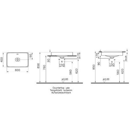 Раковина накладная (60х40) Vitra Metropole 7535B003-0673 
