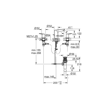 Смеситель для раковины с донным клапаном Grohe BauEdge New 20473 001 (20473001) хром