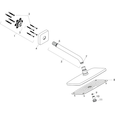 Верхний душ с кронштейном Hansgrohe Raindance E 250 AIR 1jet EcoSmart 27375000 хром