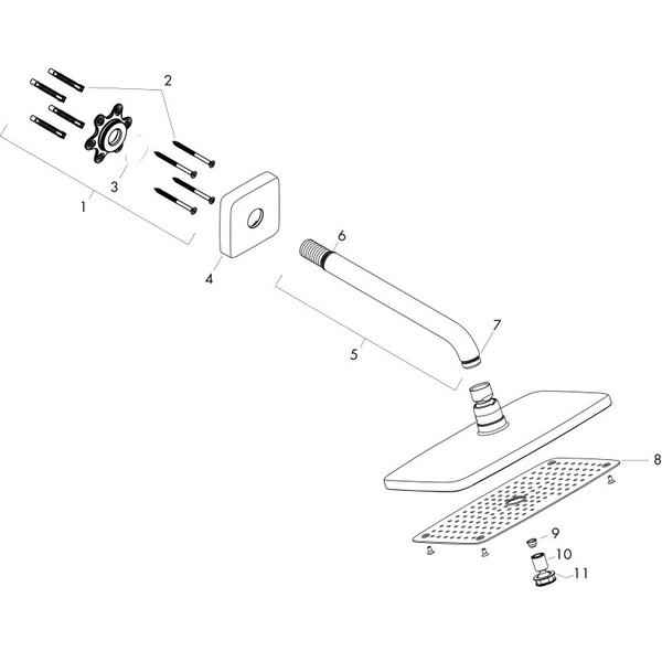 Верхний душ с кронштейном Hansgrohe Raindance E 250 AIR 1jet 27370000 хром