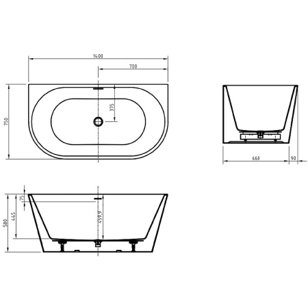 Акриловая ванна (140х75) BelBagno BB710-1400-750