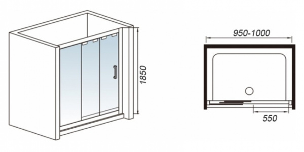 Душевая дверь в нишу WeltWasser WW600 (600S3-100L) (10000002737)