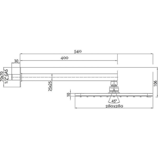 Верхний душ с кронштейном Bossini Cosmo H69598I.073 черный матовый