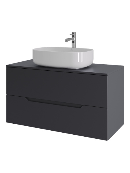 Тумба с раковиной подвесная 100 см, Orange Line Li-100TugMDF+B07-540W графит/белый