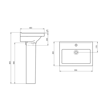 Раковина встраиваемая Onika Визит 55 1.3115.3.S00.11B.0
