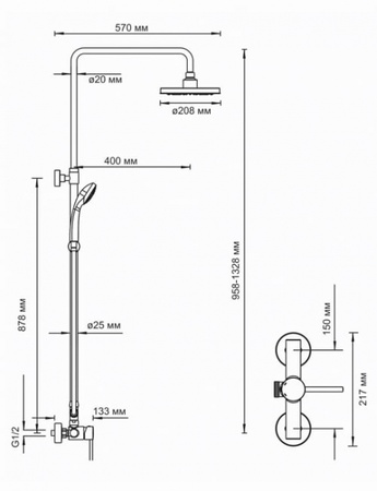 Душевая система WasserKRAFT A12202