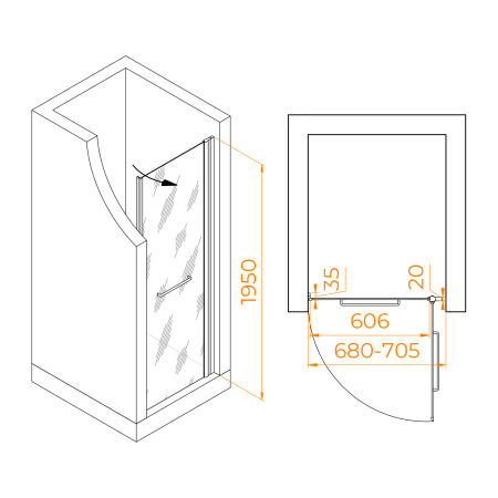 Душевая дверь 70 см RGW Passage PA-103 020810307-11 прозрачное