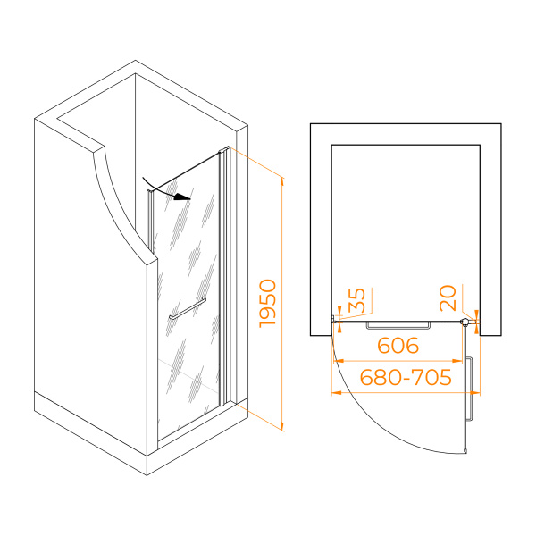 Душевая дверь 70 см RGW Passage PA-103B 020810307-24 матовое