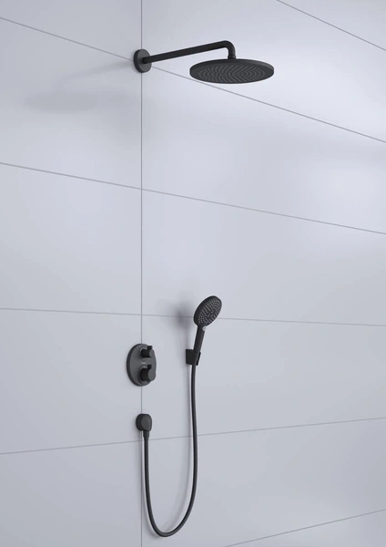 Душевой комплект с термостатом Hansgrohe Croma 280 Ecostat S 1jet 27961670 черный матовый