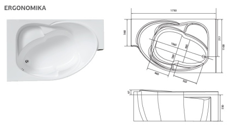 Акриловая ванна (175х110) Marka One Ergonomika 01эрг17511л