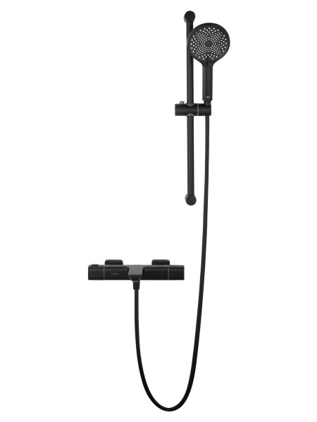 Смеситель для ванны с душем и термостатом WONZON & WOGHAND SOLID, черный матовый WW-C2011-A-MB