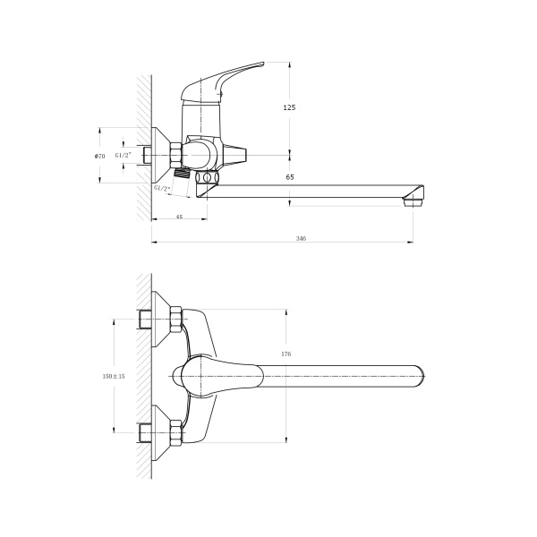 Смеситель для ванны с длинным поворотным изливом RUSH Corsica CO4240-51 Смеситель для ванны с длинным поворотным изливом RUSH Corsica CO4240-51