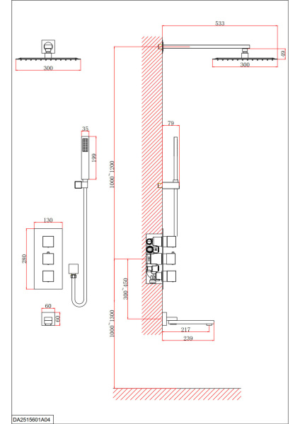 Душевой комплект с изливом D&K Bayern.Liszt DA2515608A04
